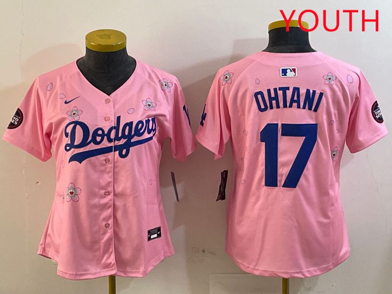 Youth Los Angeles Dodgers #17 Ohtani Pink Sakura Edition 2025 Nike MLB Jersey style 25->youth mlb jersey->Youth Jersey